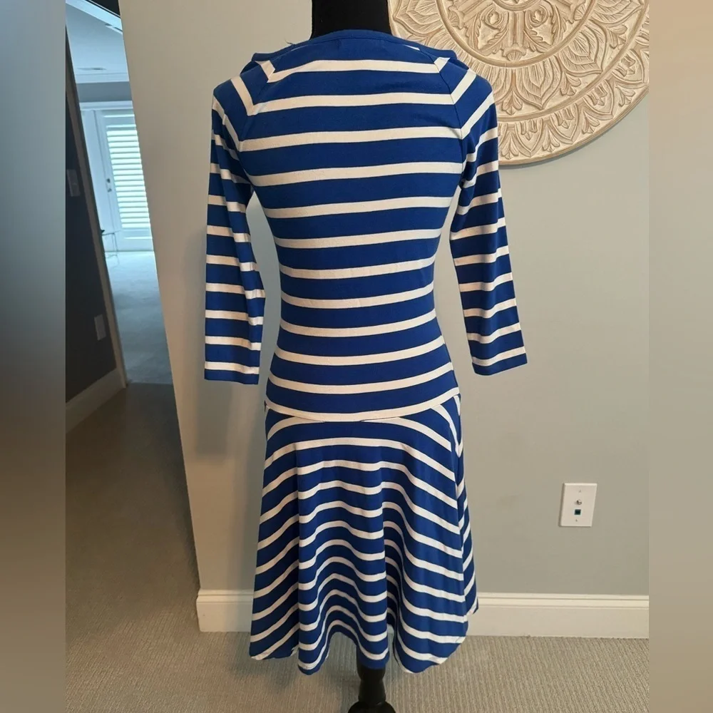 Lauren Ralph Lauren size XS cotton and stretch royal blue and white dress - Picture 4 of 8